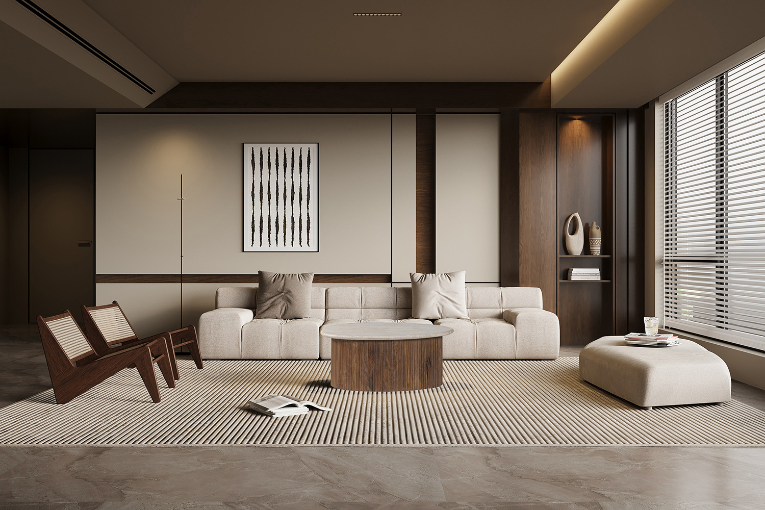 Image 2 for Salontafel Louis 90 cm Mango hout met Travertin Beige