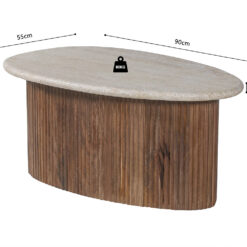 Image 8 for Salontafel Louis 90 cm Mango hout met Travertin Beige
