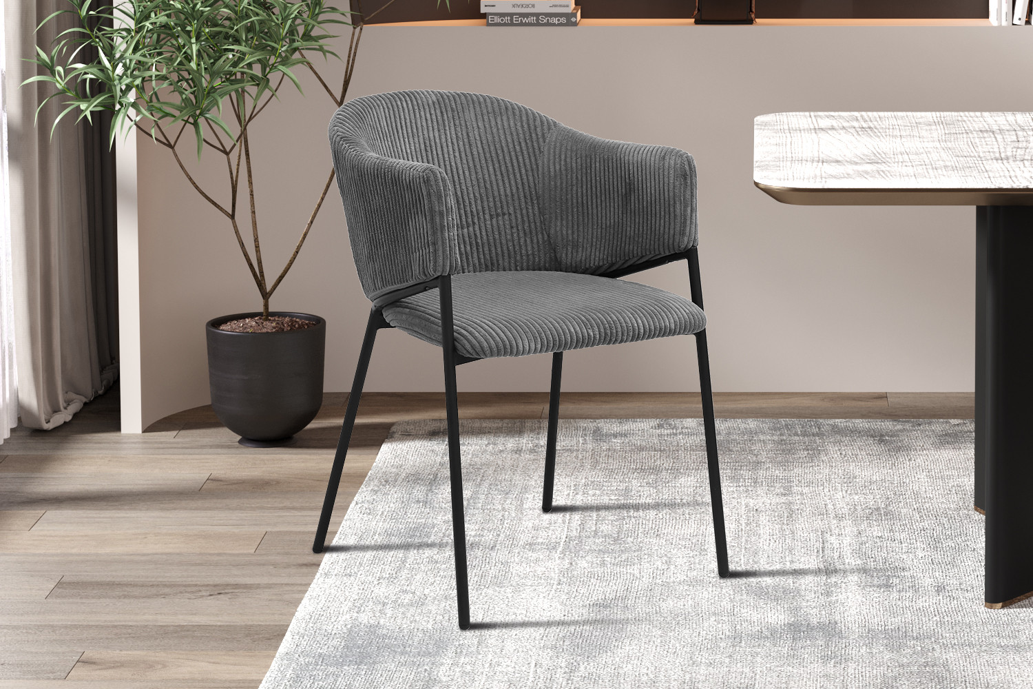 Image 2 for Stoel Hugo Corduroy Donkergrijs