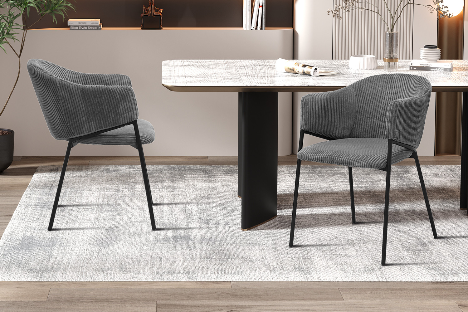 Image 1 for Stoel Hugo Corduroy Donkergrijs