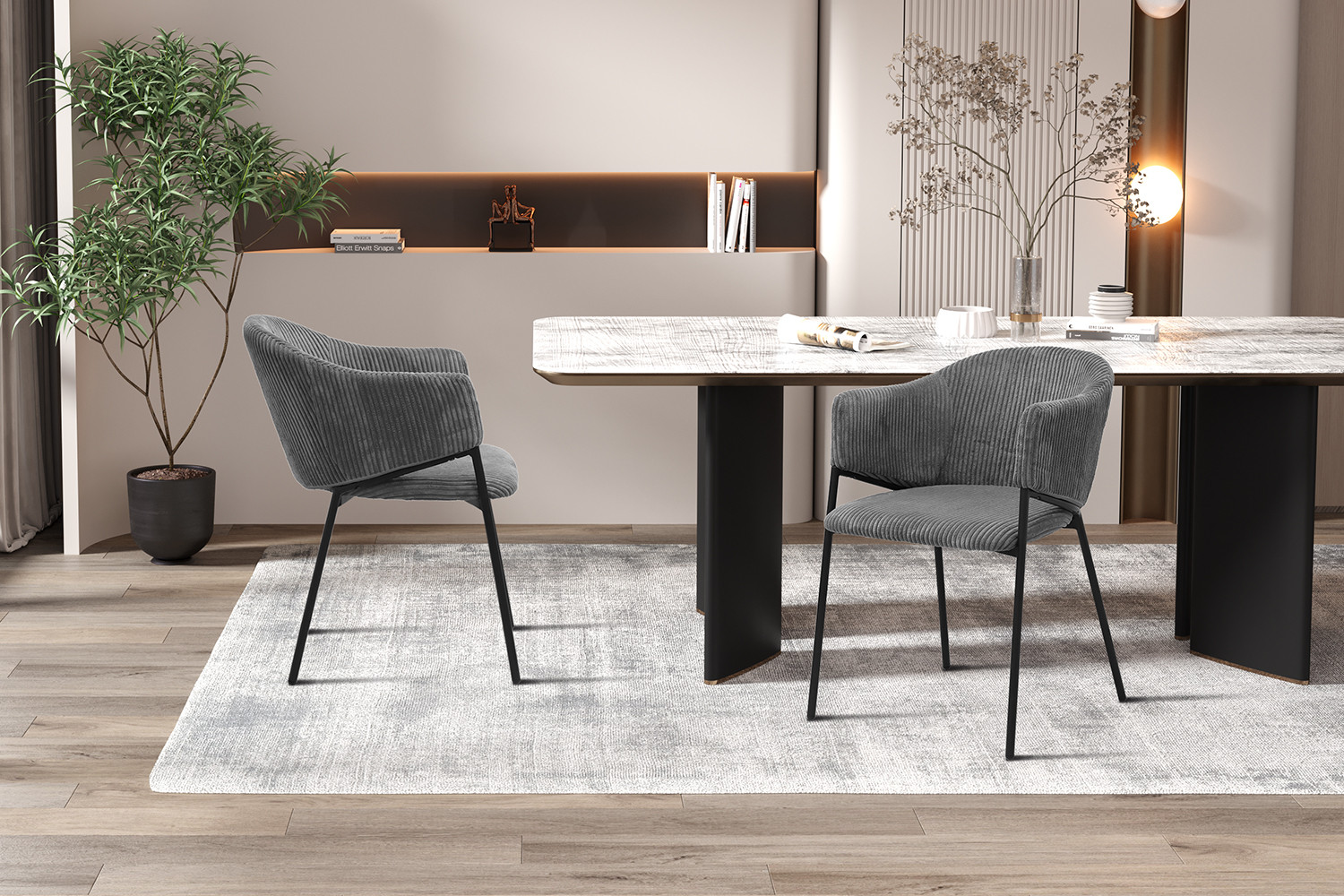 Image 3 for Stoel Hugo Corduroy Donkergrijs