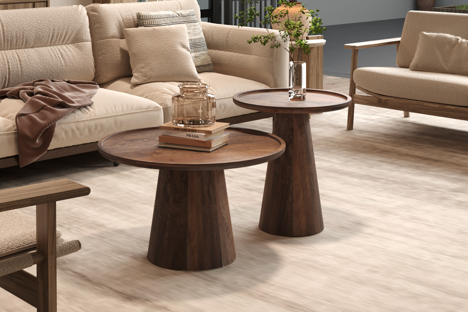 Image 2 for Salontafel Jules 65x40 cm Rond Mango hout Lichtbruin