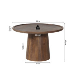 Image 6 for Salontafel Jules 65x40 cm Rond Mango hout Lichtbruin