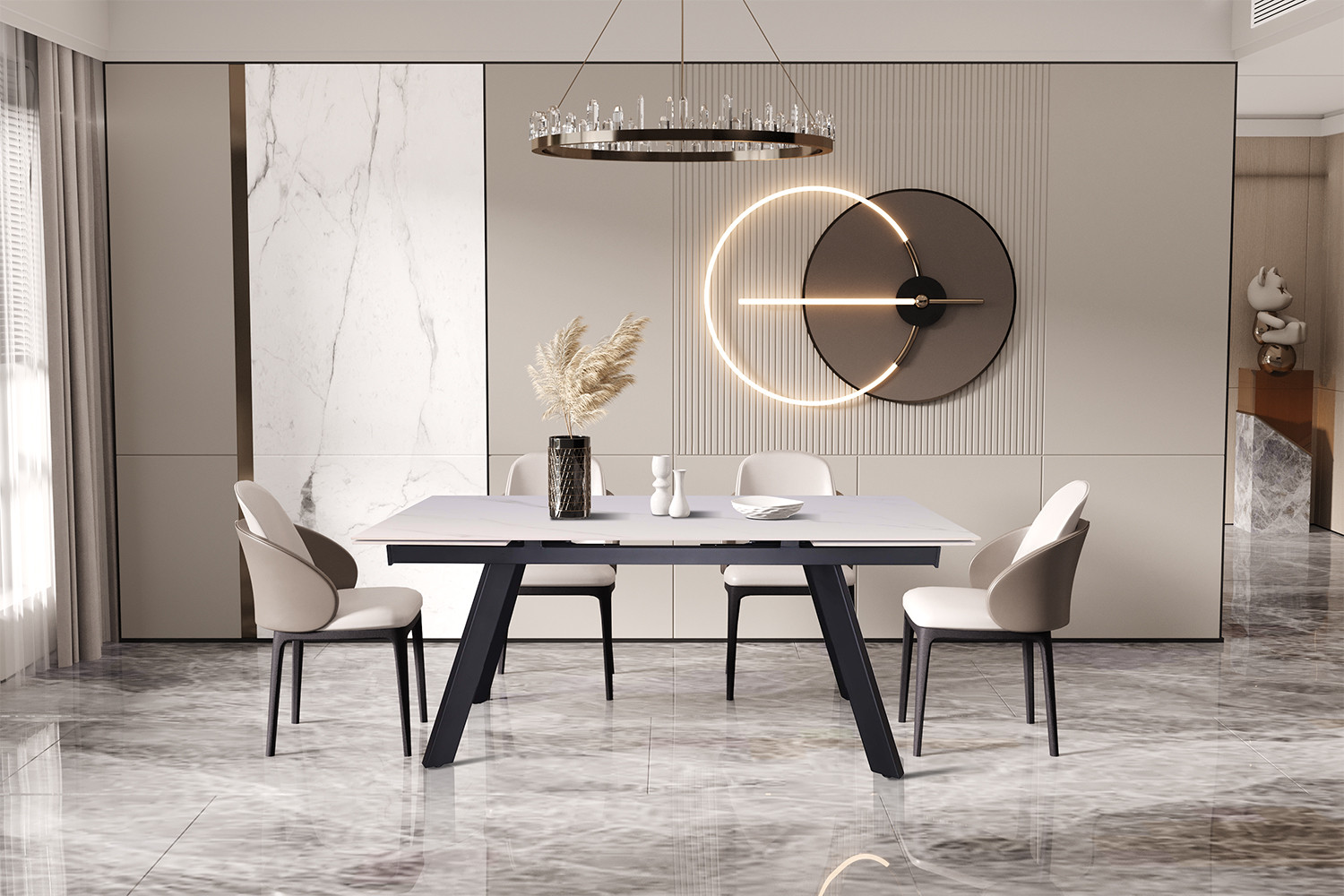 Image 3 for Uitschuifbare tafel Hera 160-240 cm Rechthoekig Steen Wit