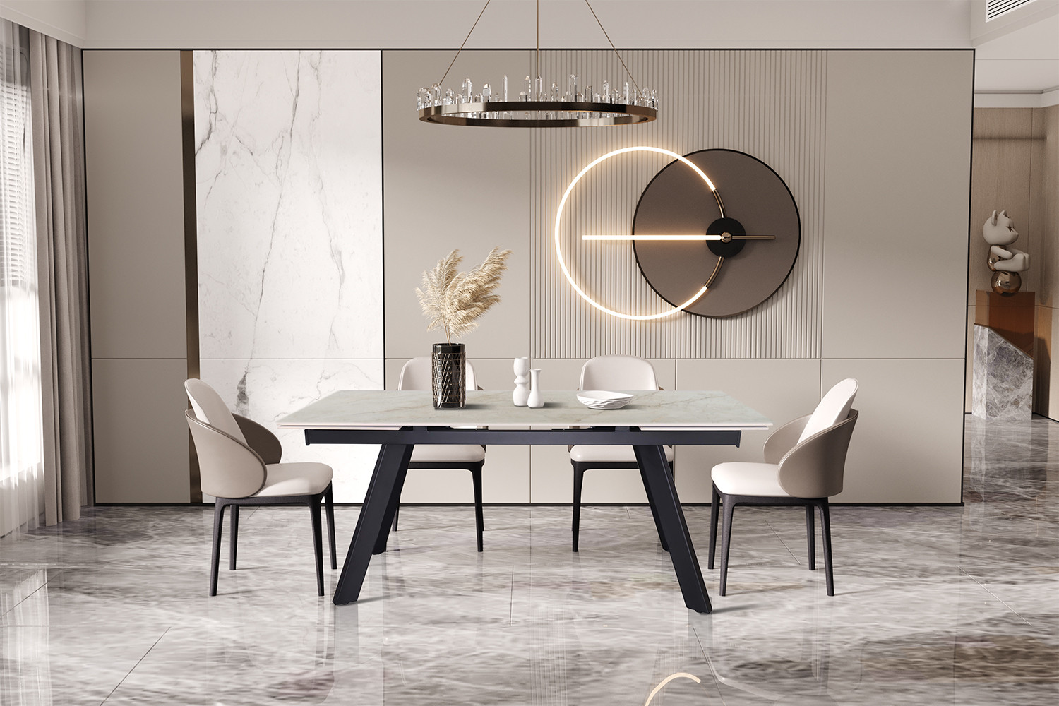 Image 3 for Uitschuifbare tafel Hera 160-240 cm Rechthoekig Glanzend Shakespear Beige