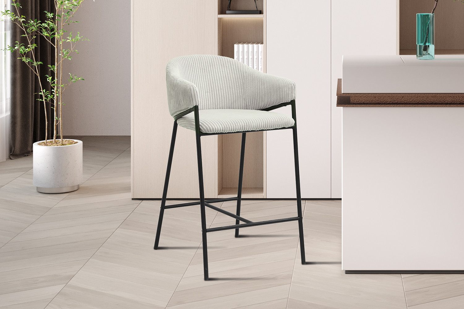 Image 2 for Counterstoel Hugo Corduroy Lichtgrijs