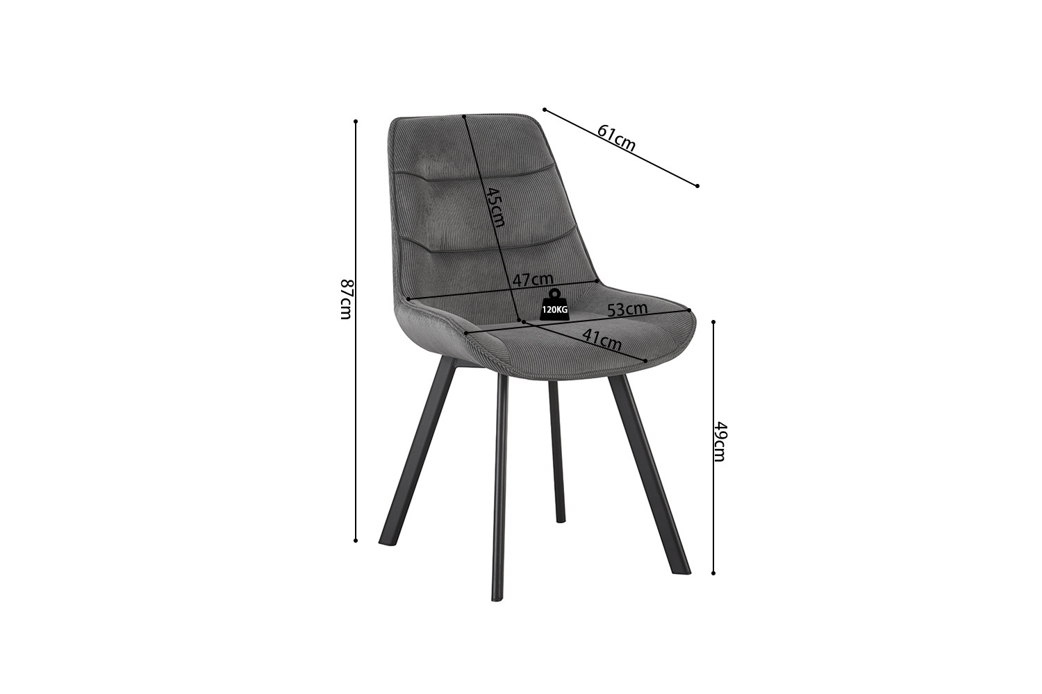 Image 10 for Stoel Amelie Corduroy Grijs