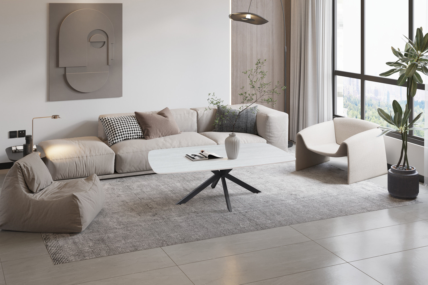 Image 2 for Salontafel Apollo 130 cm Deens Ovaal Steen Baroque Grijs