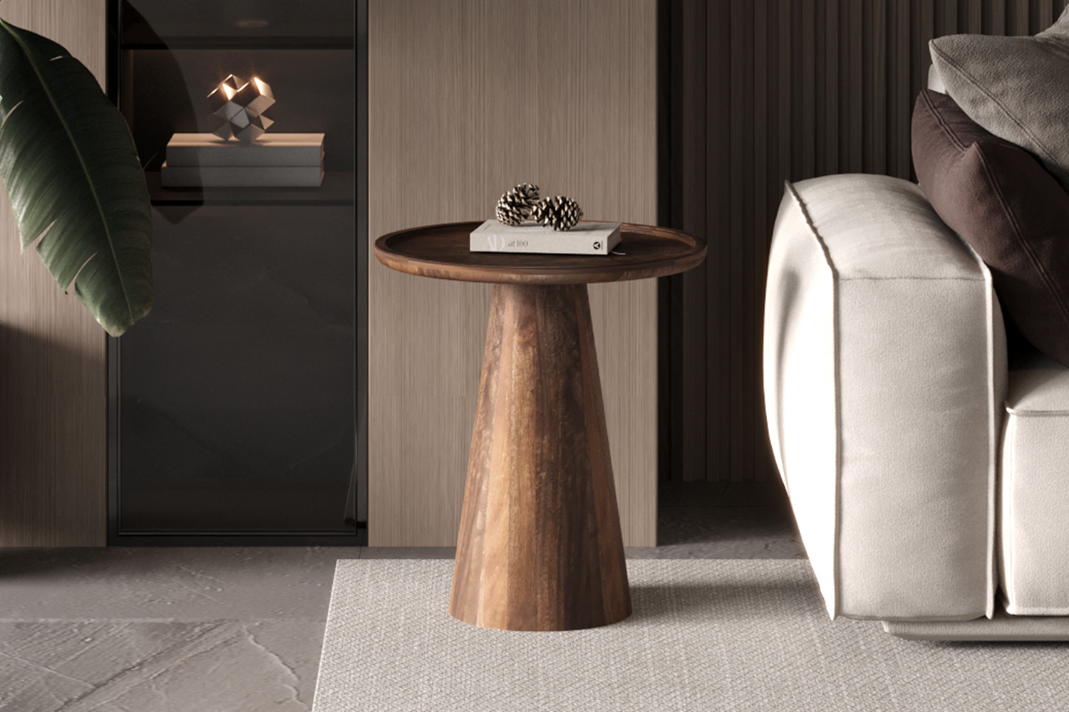 Image 1 for Salontafel Jules 45x50 cm Rond Mango hout Lichtbruin