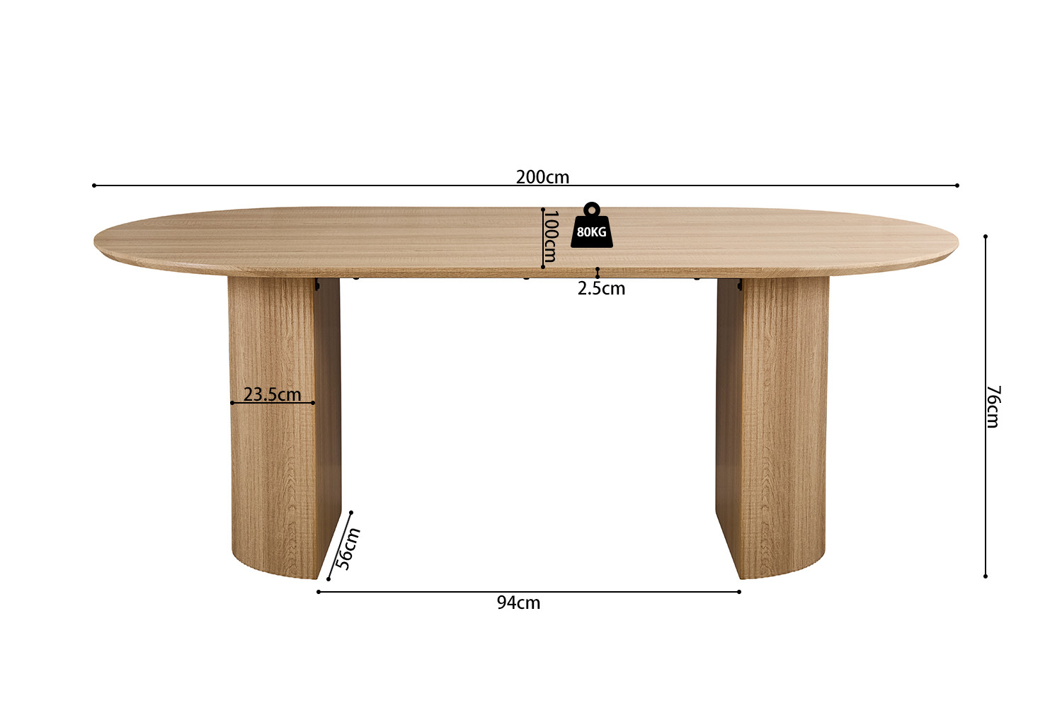 Image 7 for Tafel Lagos 200 cm Ovaal Decor Eik Naturel