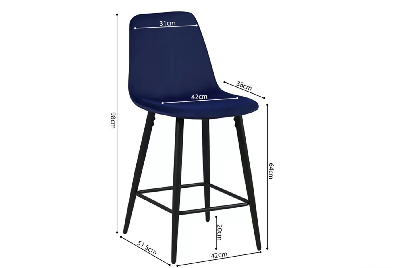 Image 3 for Counterstoel Boy Fluweel Donkerblauw