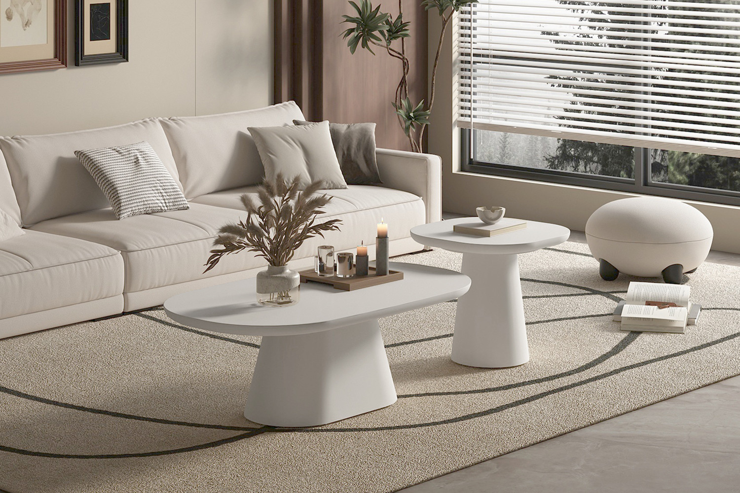 Image 3 for SALE - Salontafel Tavira 55 cm Ovaal Cement Wit