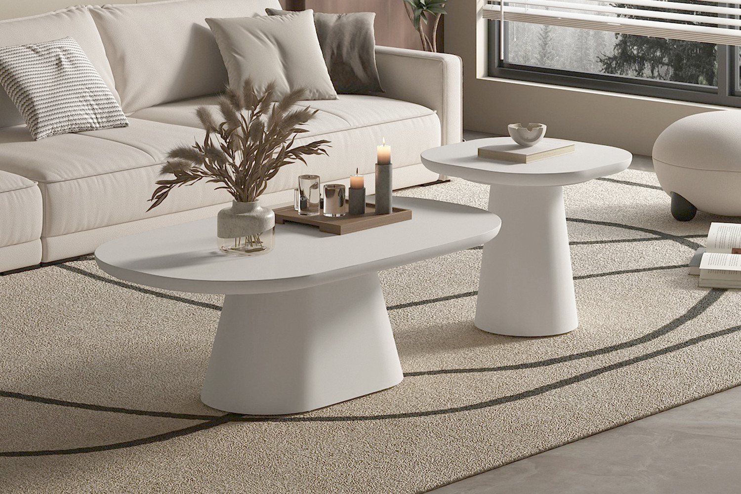 Image 2 for SALE - Salontafel Tavira 55 cm Ovaal Cement Wit