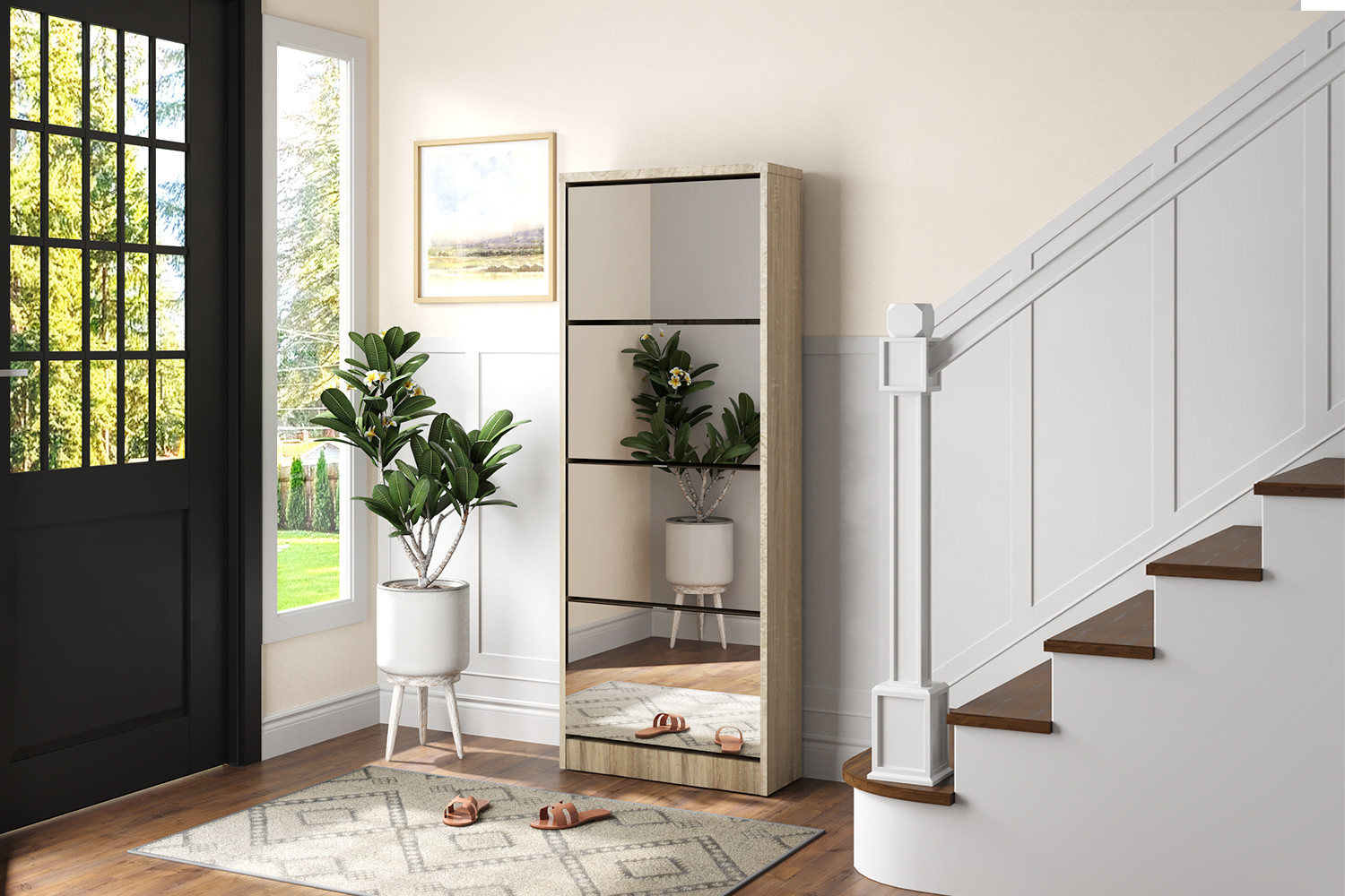 Image 2 for Schoenenkast Mex Spiegel 4 laden Decor Sonoma