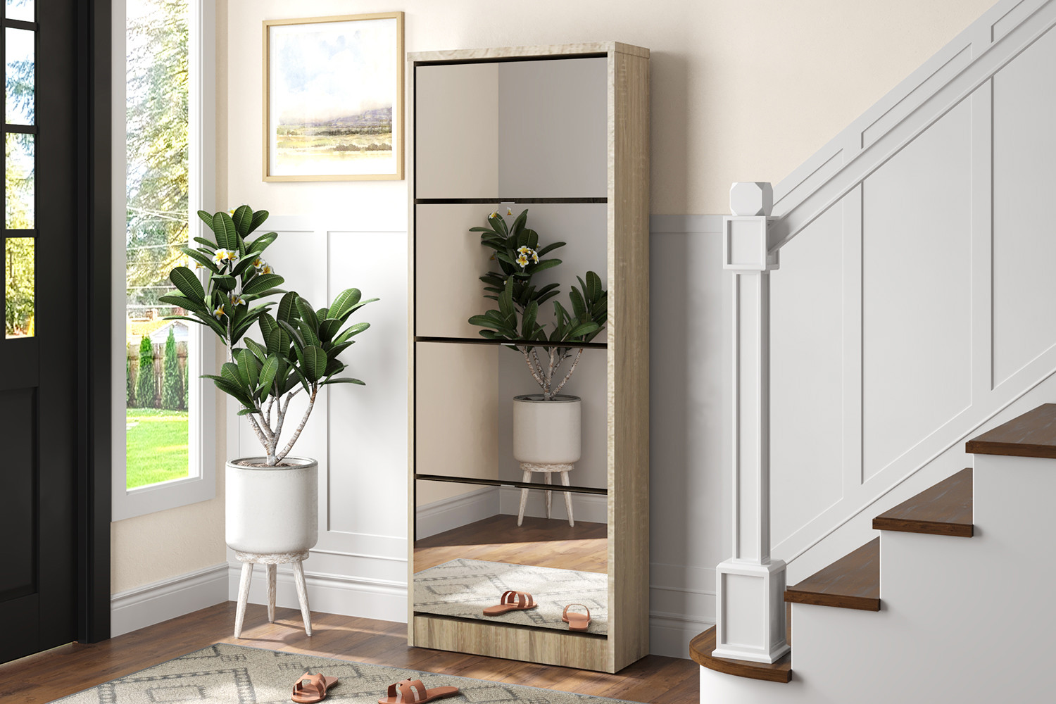 Image 1 for Schoenenkast Mex Spiegel 4 laden Decor Sonoma