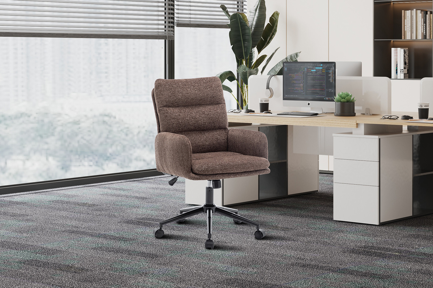 Image 2 for Bureaustoel Aimé Stof Fabb Raven 45 Bruin