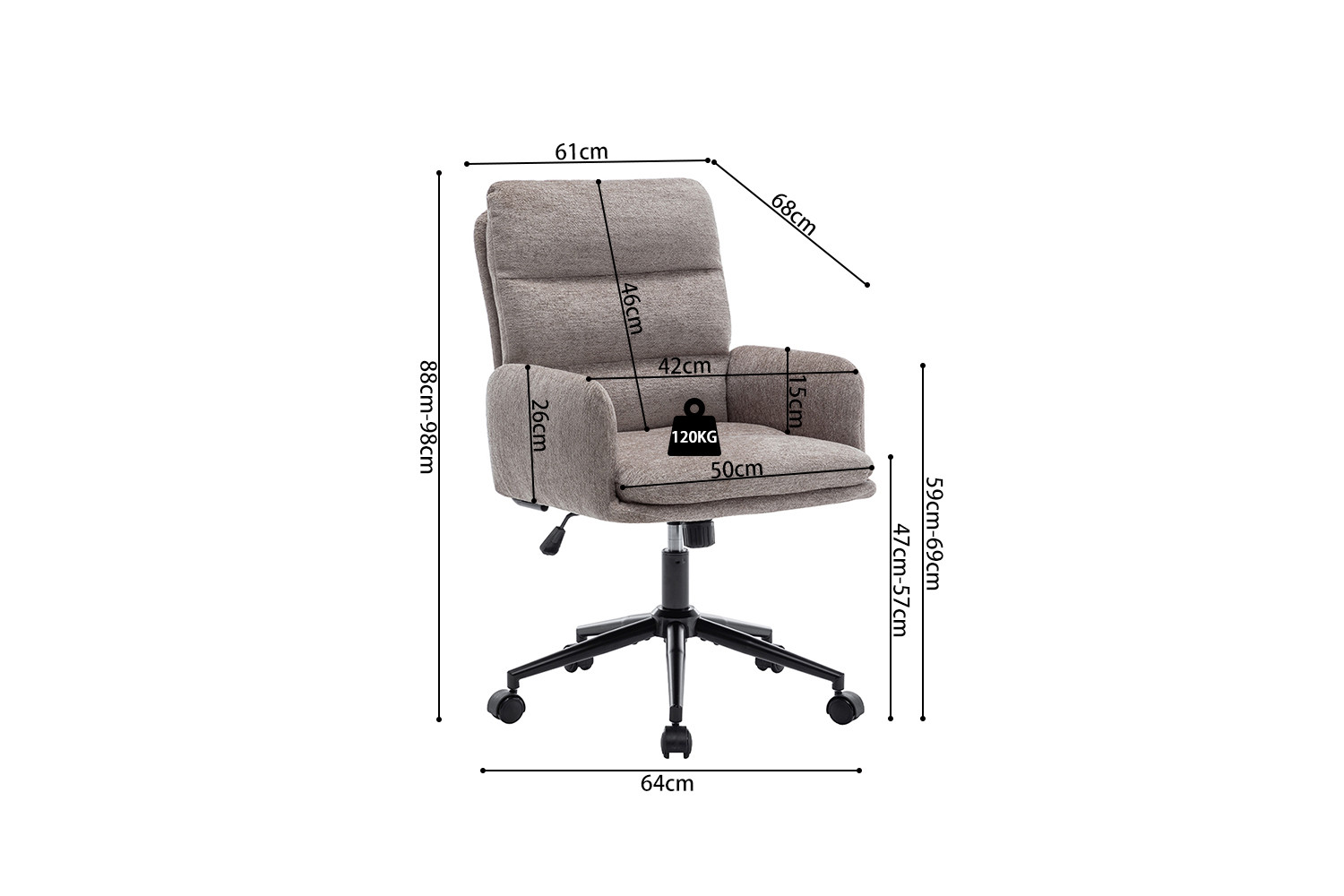 Image 9 for Bureaustoel Aimé Stof Fabb Raven 30 Zand