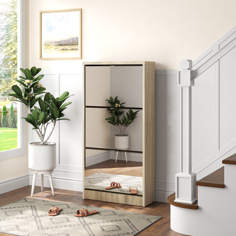 Image 2 for NEW - Schoenenkast Mex Spiegel 3 laden Decor Sonoma