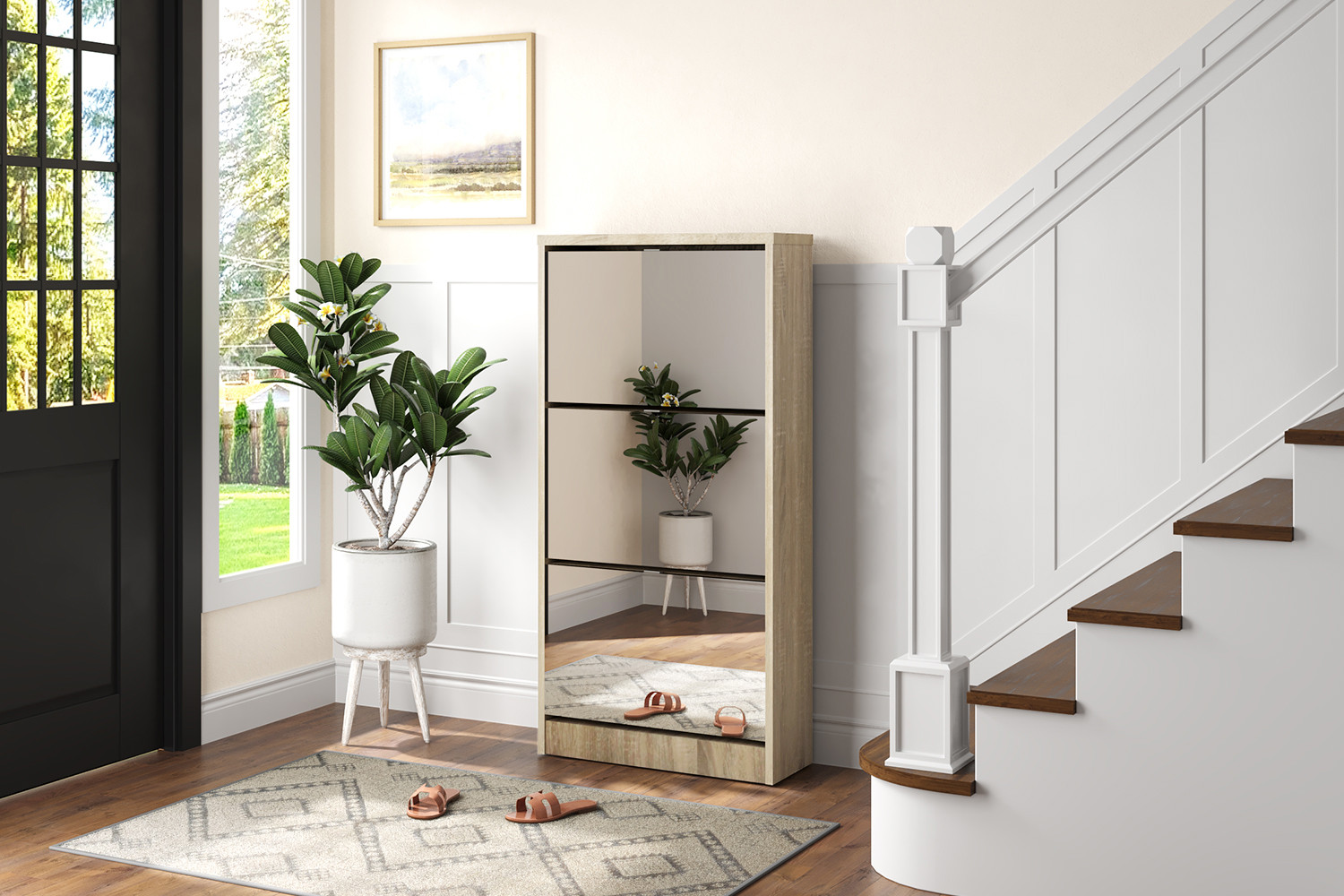 bd196bb0-2064-4f11-82b5-9732a2b03c61 Image 2 for NEW - Schoenenkast Mex Spiegel 3 laden Decor Sonoma