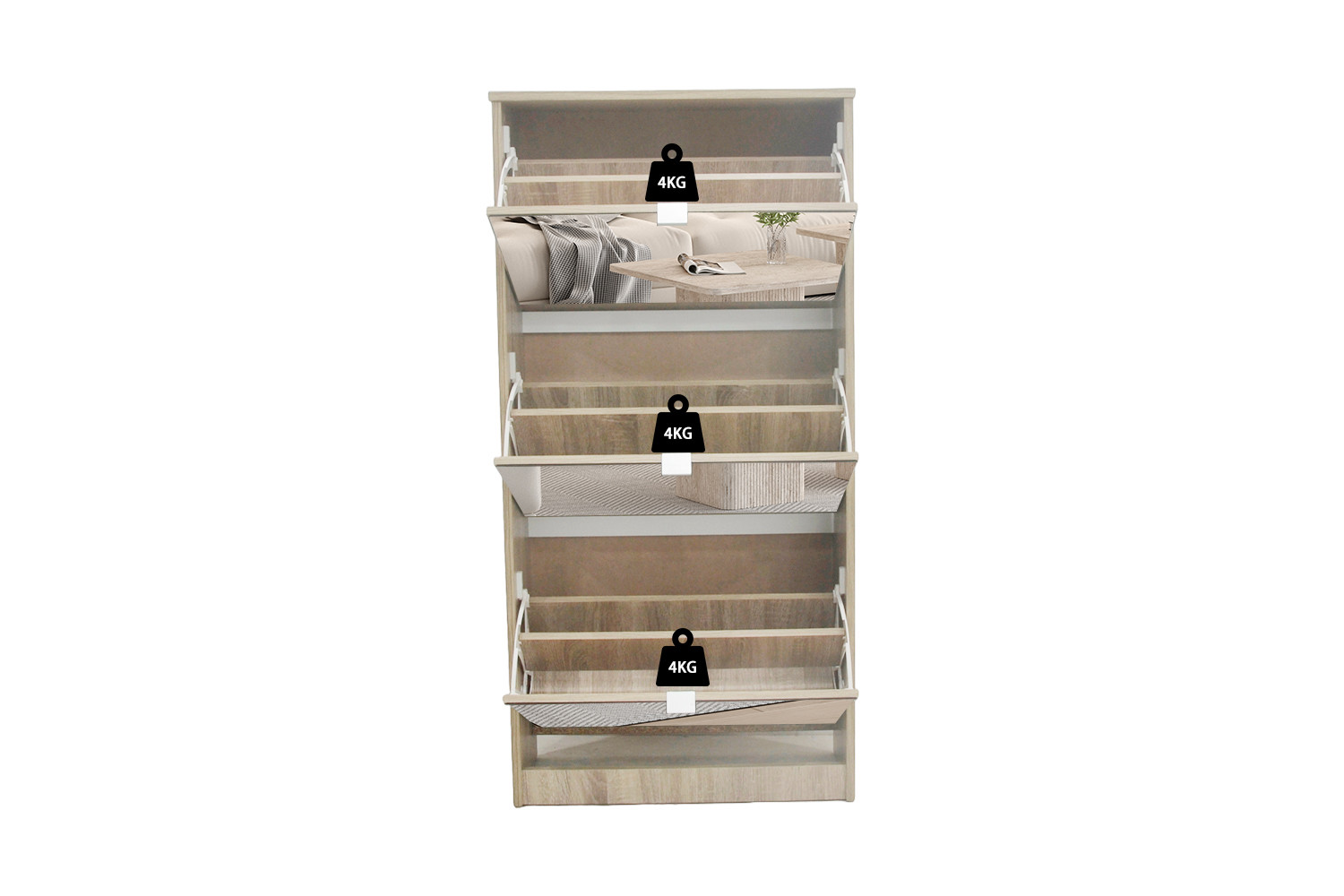 1064a6de-31ed-48de-be2c-4579196b5f91 Image 10 for NEW - Schoenenkast Mex Spiegel 3 laden Decor Sonoma