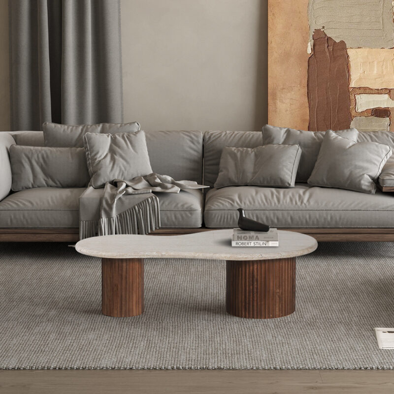Image 2 for Salontafel Marlon 120 cm Mango hout met Travertin Beige