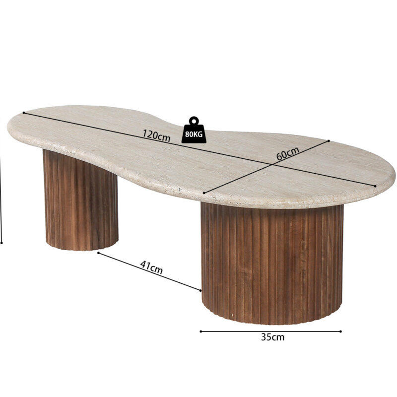 Image 7 for Salontafel Marlon 120 cm Mango hout met Travertin Beige