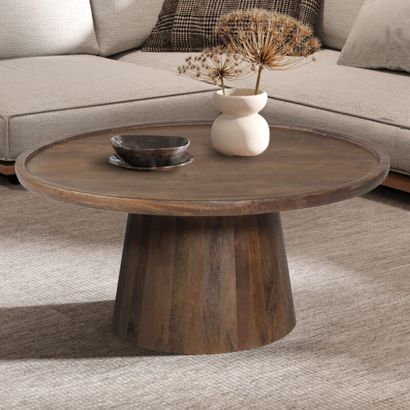 Image 1 for Salontafel Jules 80x36 cm Rond Mango hout Lichtbruin