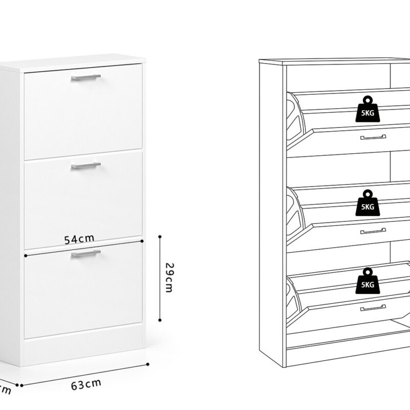 Image 8 for Schoenenkast Carini 3 laden Wit