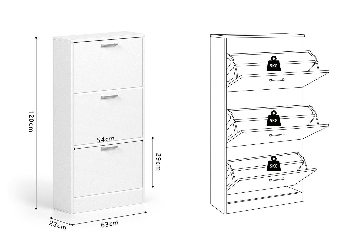 Image 8 for Schoenenkast Carini 3 laden Wit