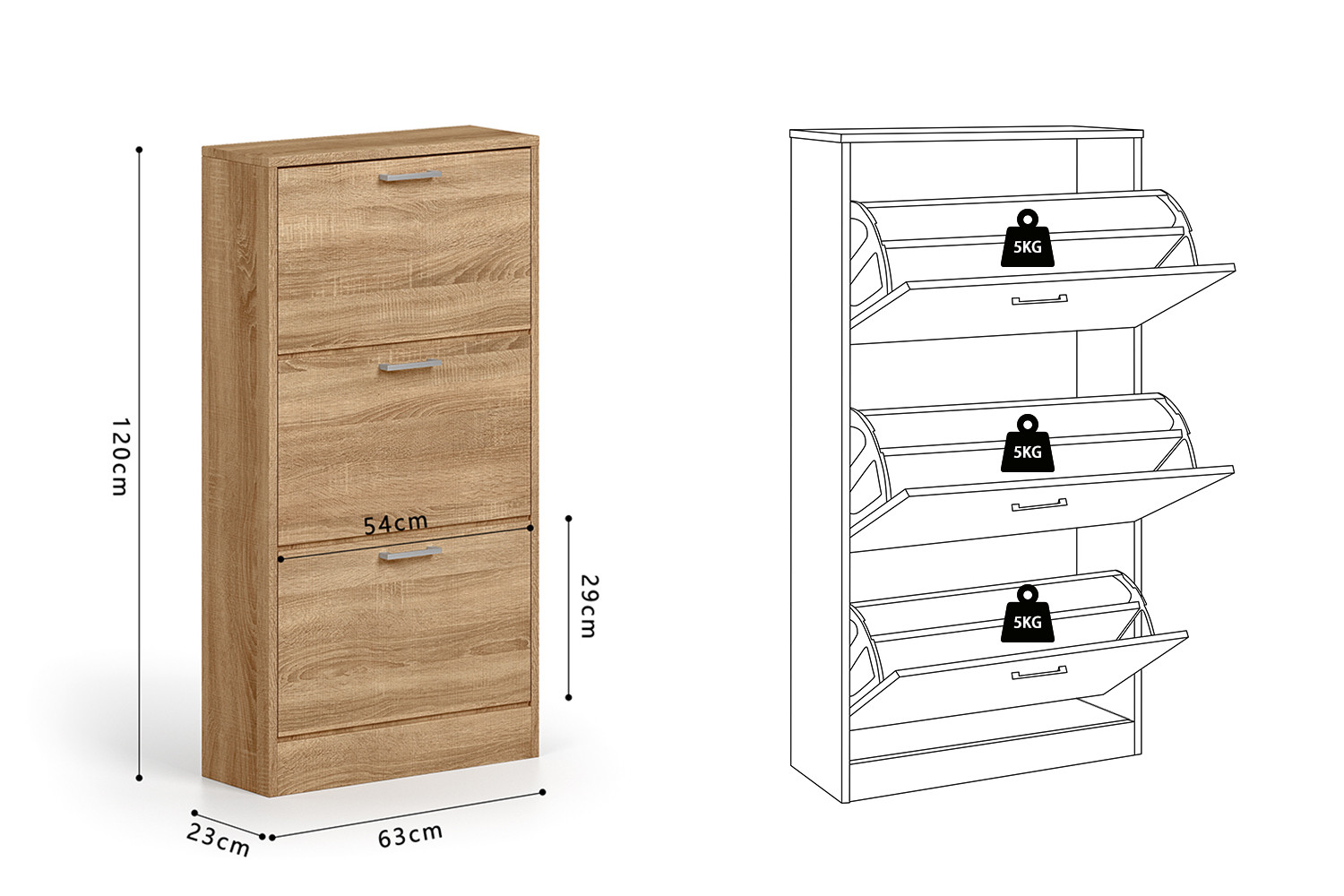 Image 8 for Schoenenkast Carini 3 laden Sonoma