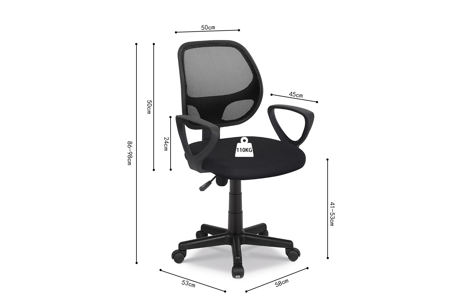 Image 6 for Bureaustoel Hippa Mesh Zwart