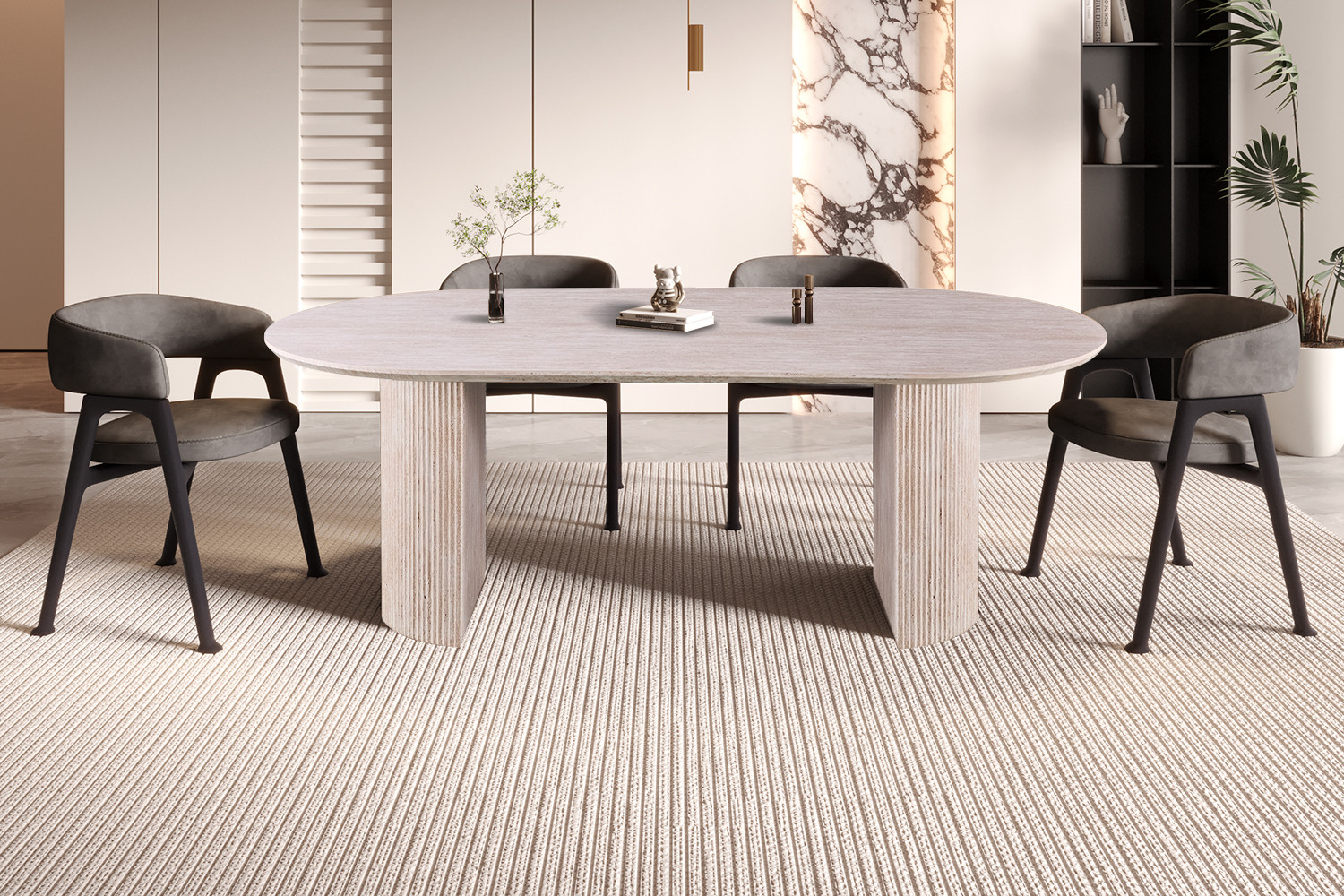 Image 1 for Tafel Lagos 220 cm Ovaal Decor Travertin Beige
