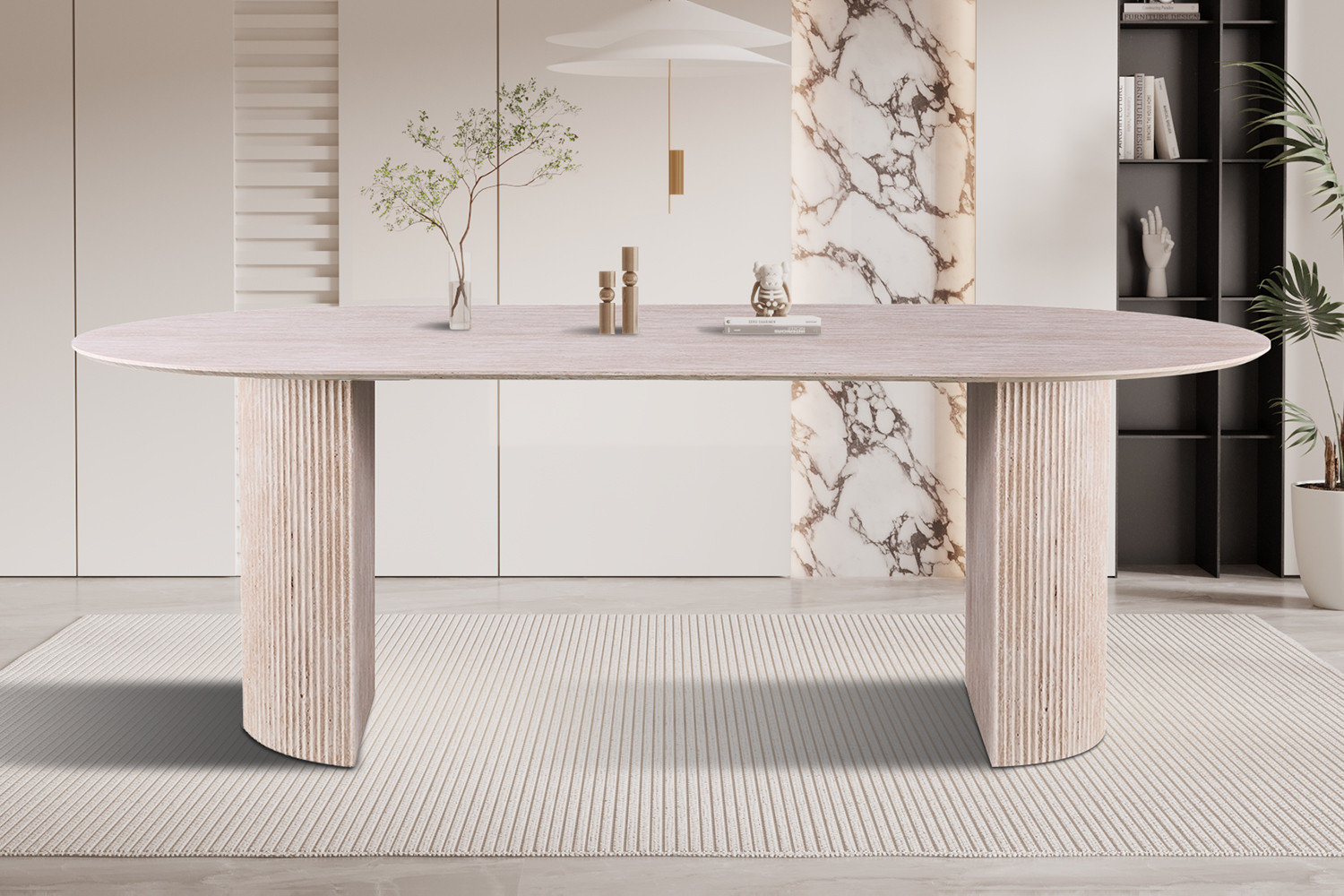 Image 2 for Tafel Lagos 220 cm Ovaal Decor Travertin Beige