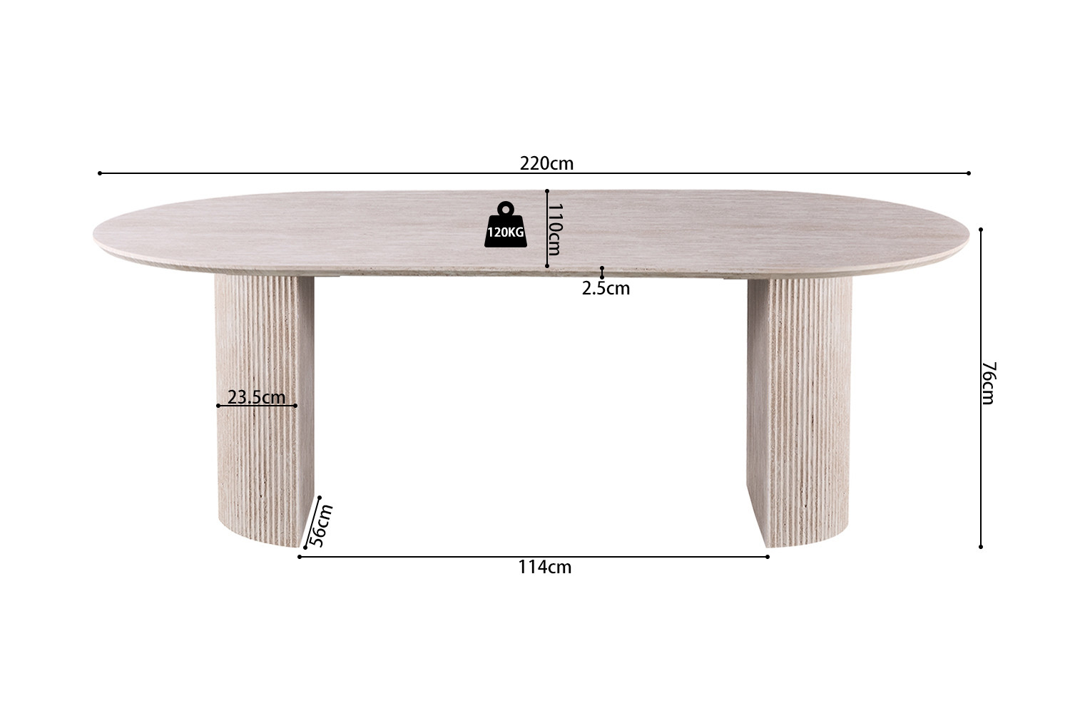 Image 8 for Tafel Lagos 220 cm Ovaal Decor Travertin Beige