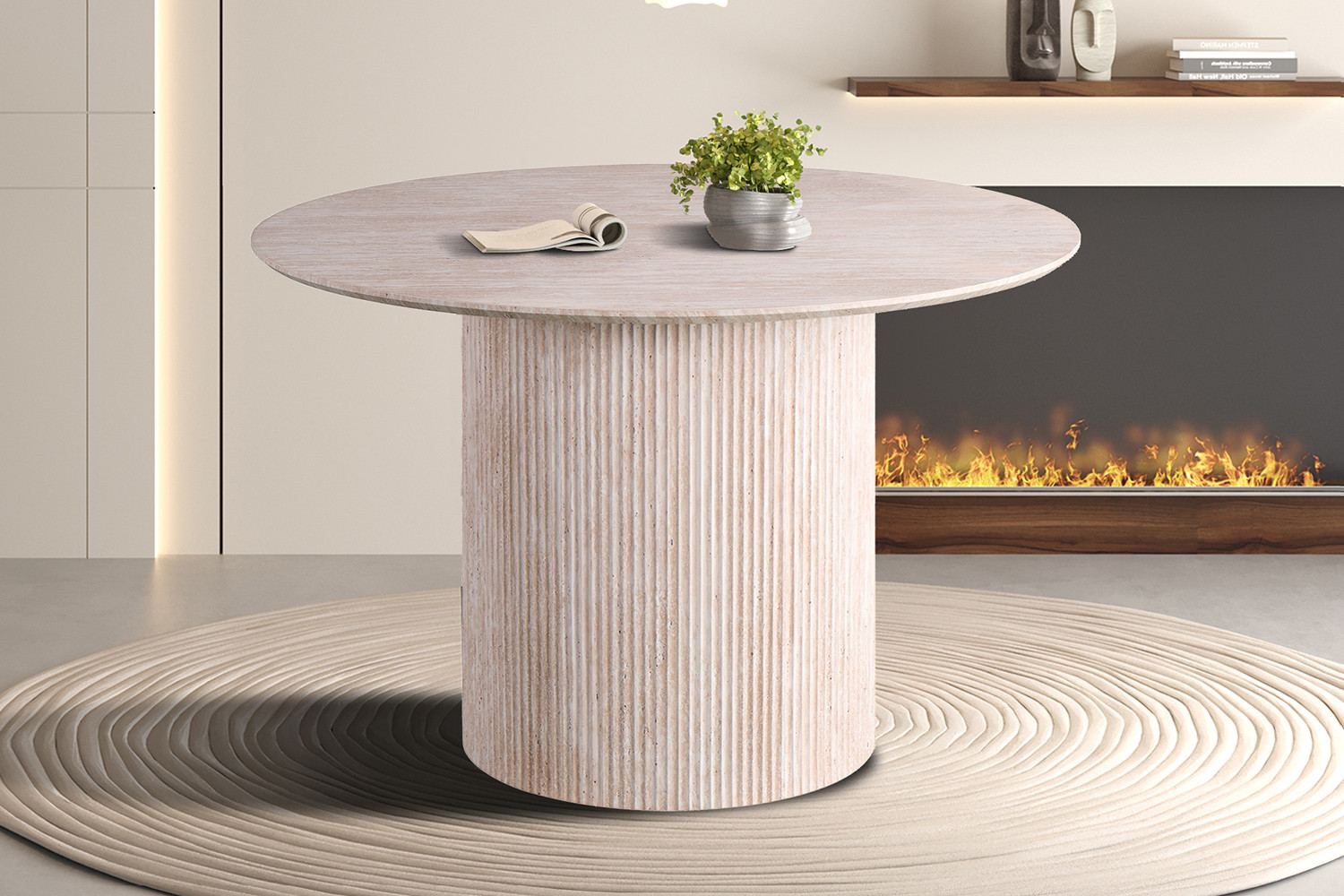 Image 2 for Tafel Lagos 120 cm Rond Decor Travertin Beige