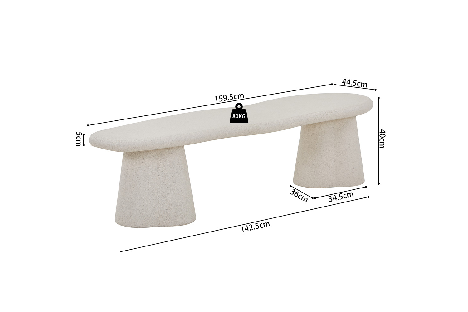 Image 10 for Tv-meubel Faro 160 cm Organisch Cement