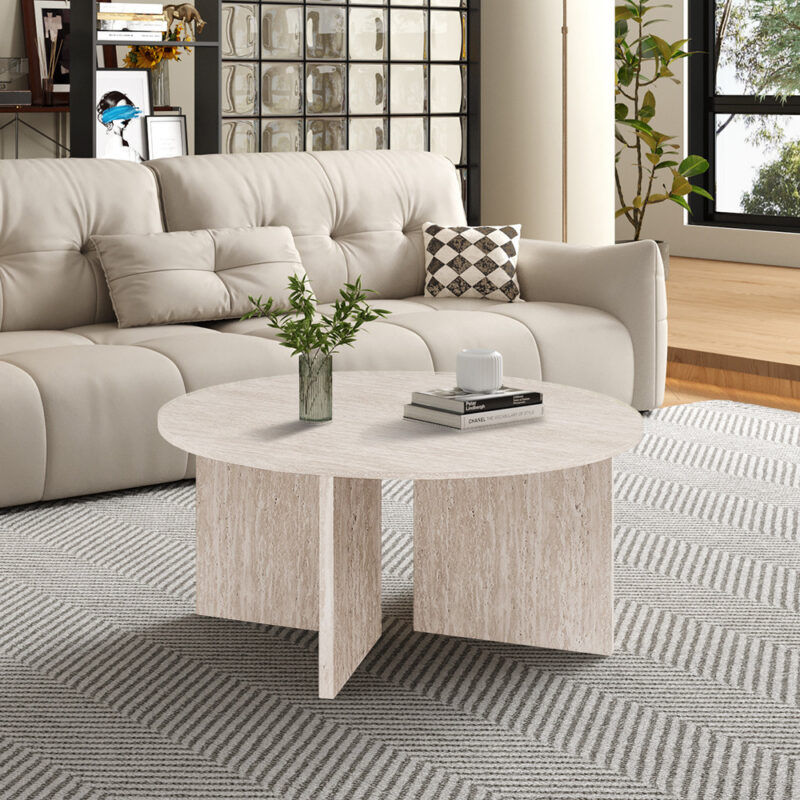 Image 2 for NEW - Salontafel Drasir Rond Decor Travertin Beige