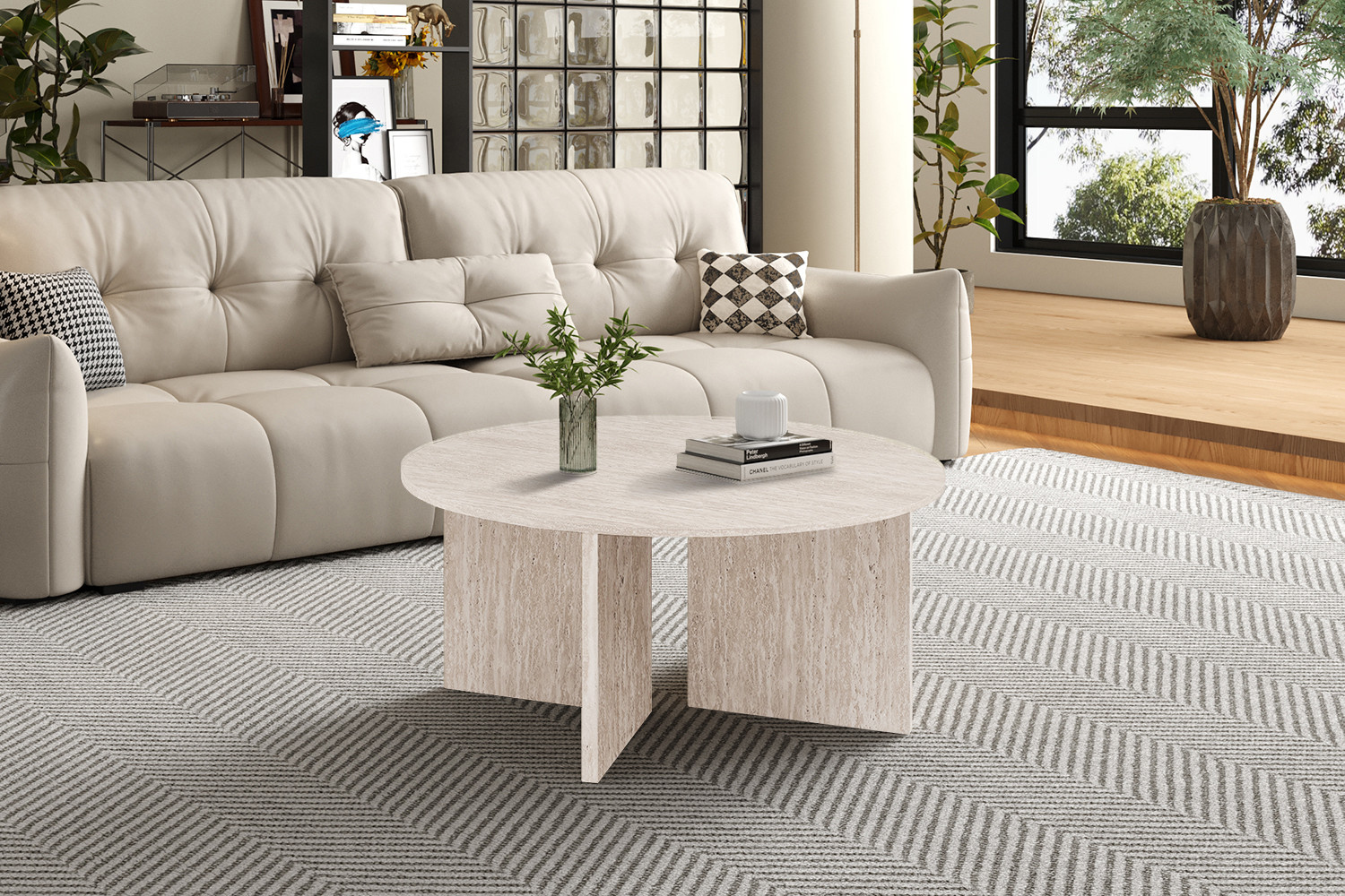 Image 2 for NEW - Salontafel Drasir Rond Decor Travertin Beige