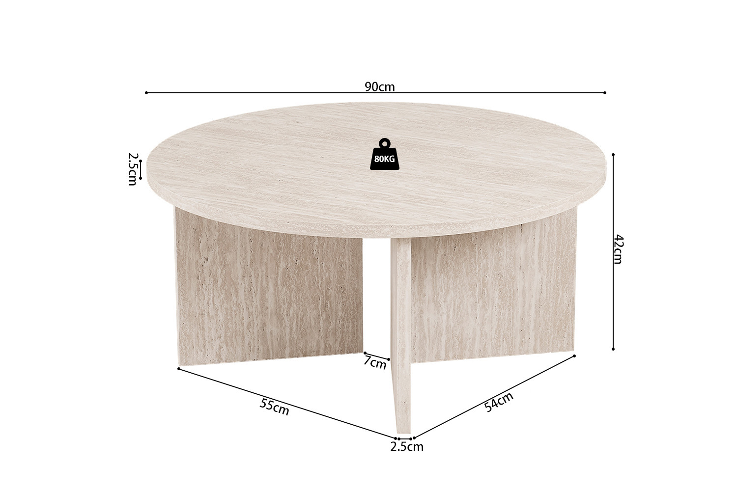 Image 7 for NEW - Salontafel Drasir Rond Decor Travertin Beige