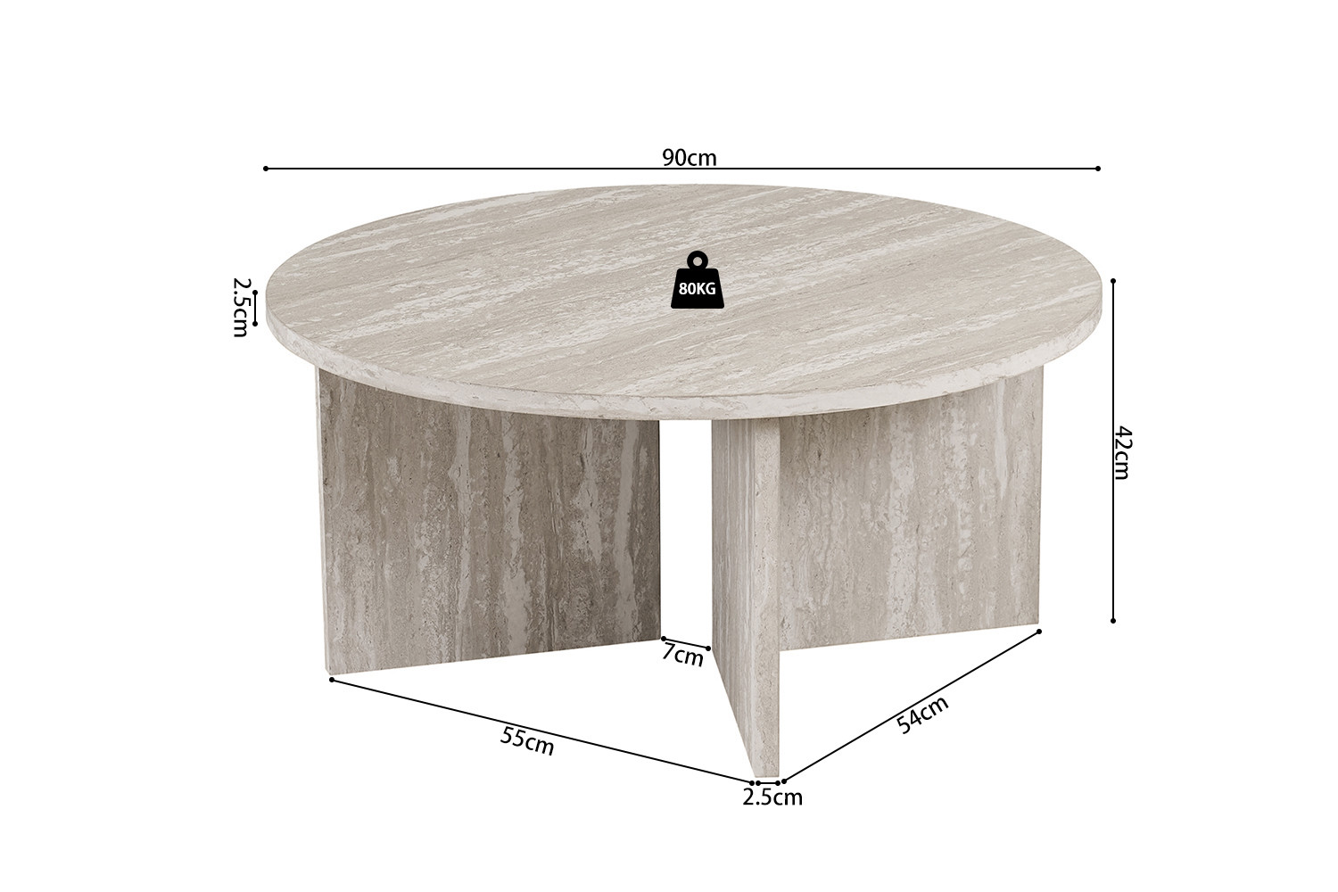 Image 7 for NEW - Salontafel Drasir Rond Decor Travertin Grijs
