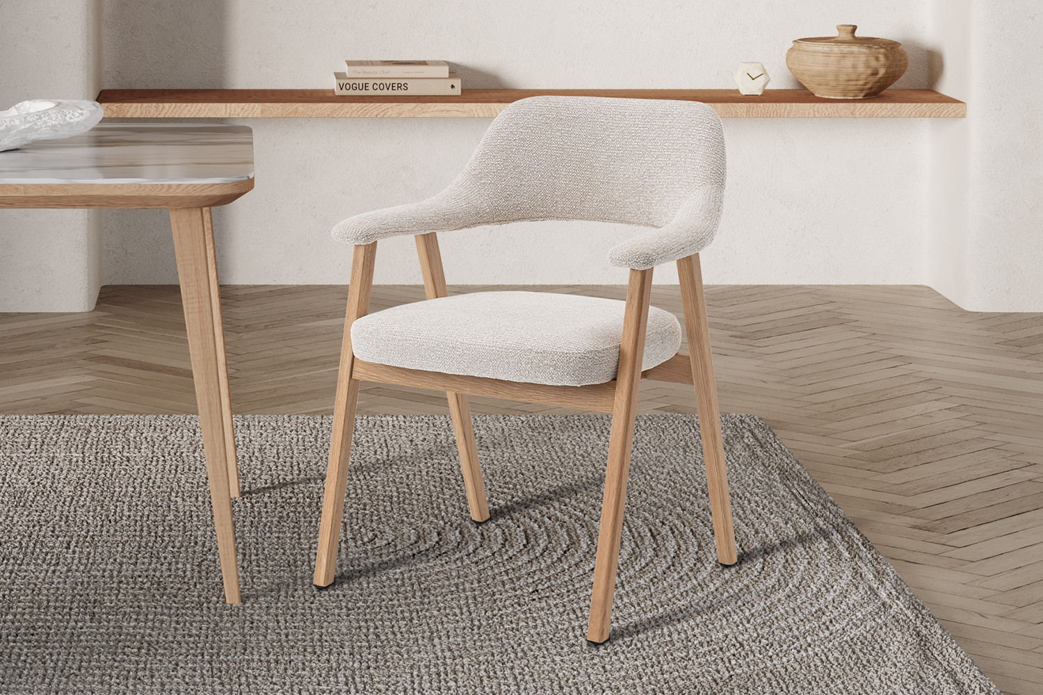 Image 2 for NEW - Stoel Coralie Massieve Eik Stof Ote Milan 103 Beige