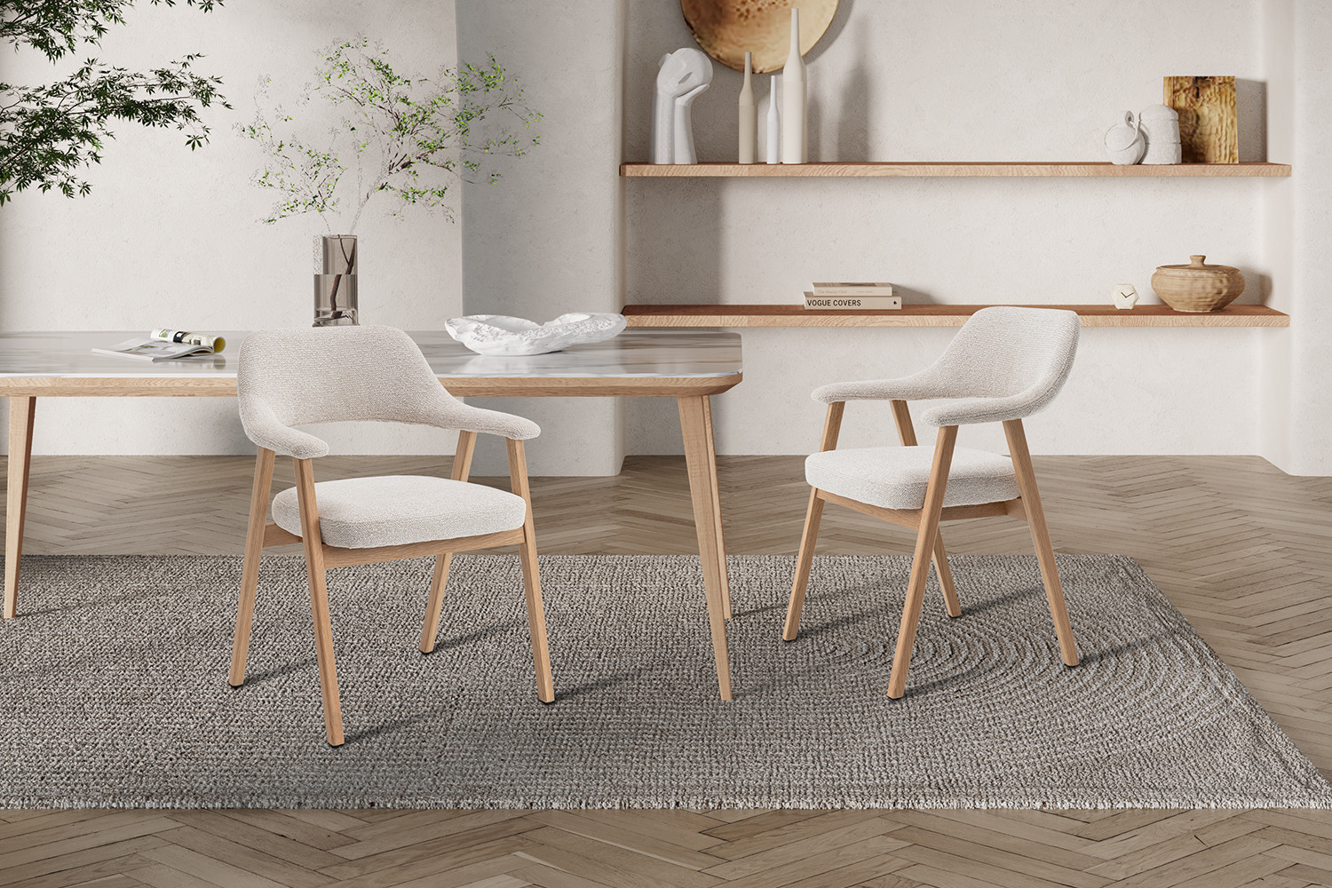 Image 3 for NEW - Stoel Coralie Massieve Eik Stof Ote Milan 103 Beige