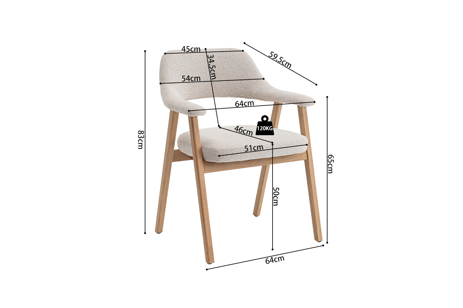 Image 16 for NEW - Stoel Coralie Massieve Eik Stof Ote Milan 103 Beige