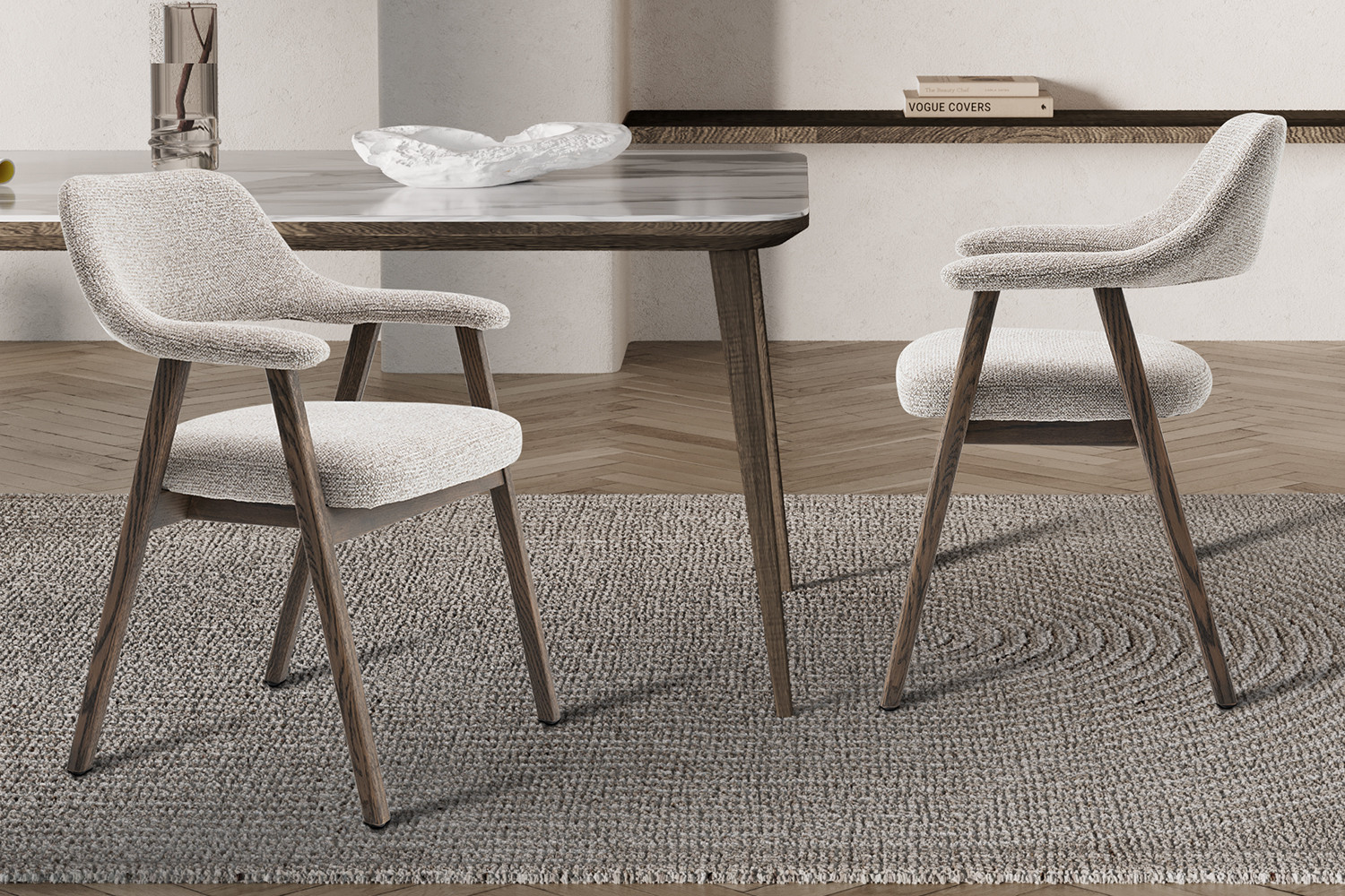 Image 1 for NEW - Stoel Coralie Gerookte Massieve Eik Stof Ote Milan 130 Zand