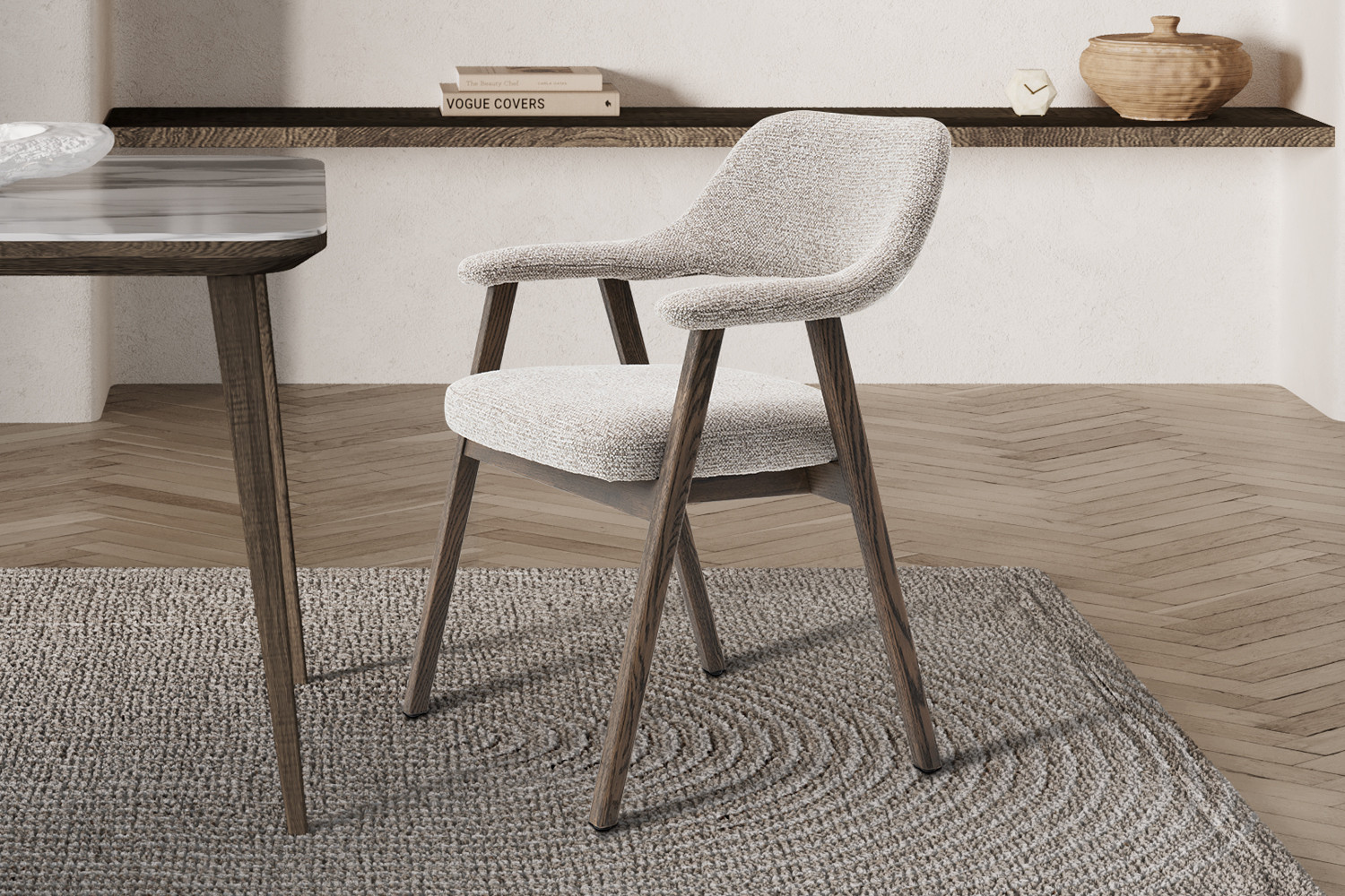 Image 2 for NEW - Stoel Coralie Gerookte Massieve Eik Stof Ote Milan 130 Zand