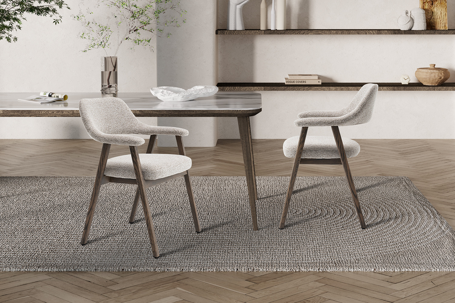 Image 3 for NEW - Stoel Coralie Gerookte Massieve Eik Stof Ote Milan 130 Zand