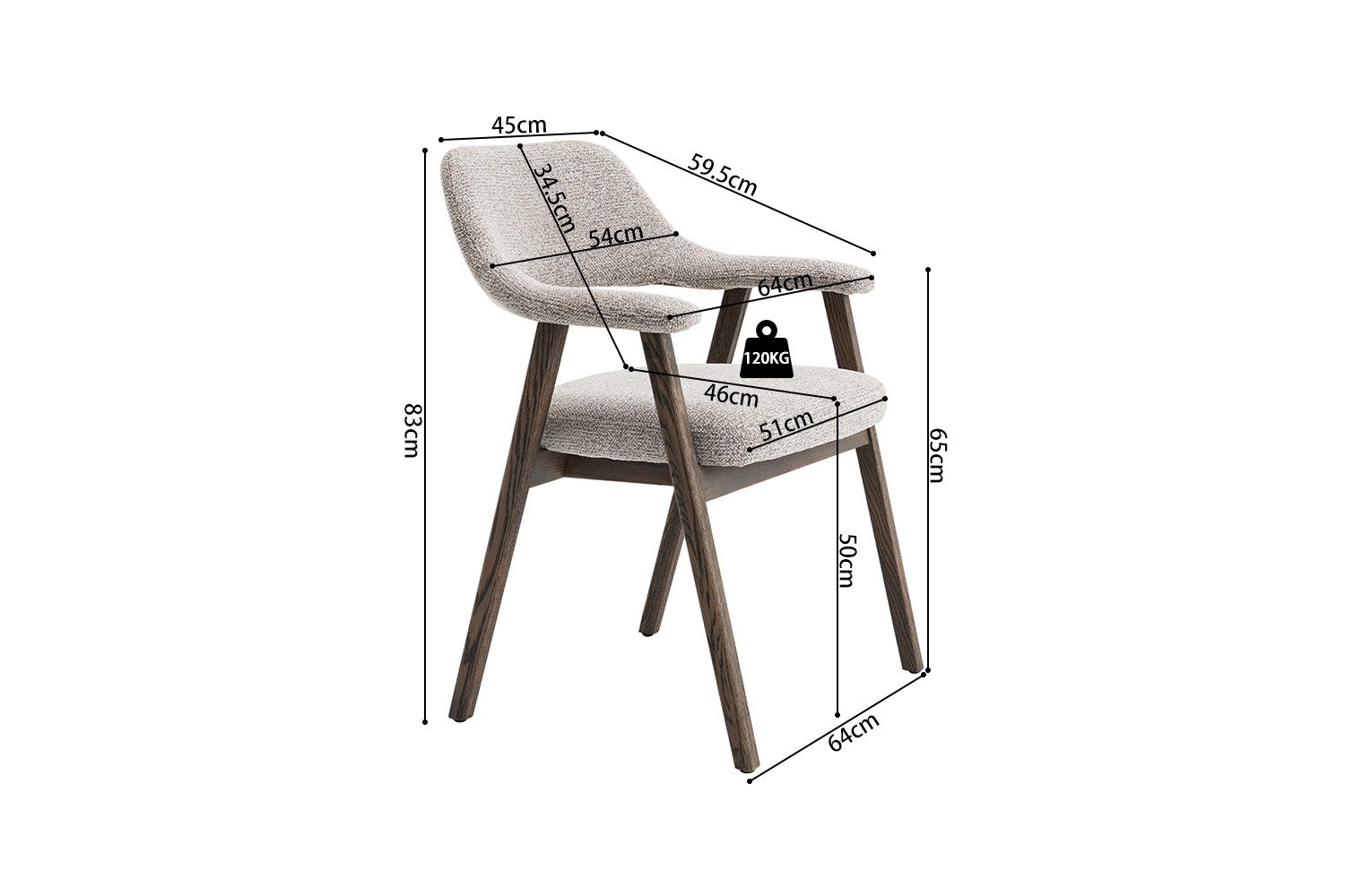 Image 15 for NEW - Stoel Coralie Gerookte Massieve Eik Stof Ote Milan 130 Zand