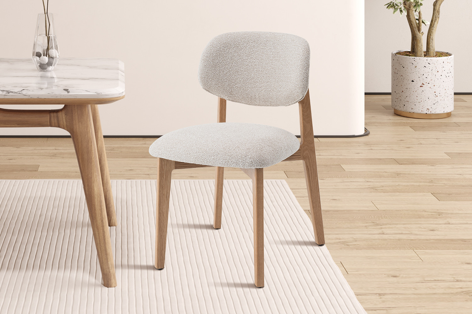 Image 2 for NEW - Stoel Carmen Massieve Eik Stof Ote Milan 103 Beige