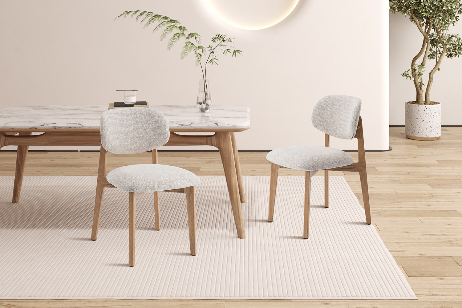 Image 3 for NEW - Stoel Carmen Massieve Eik Stof Ote Milan 103 Beige