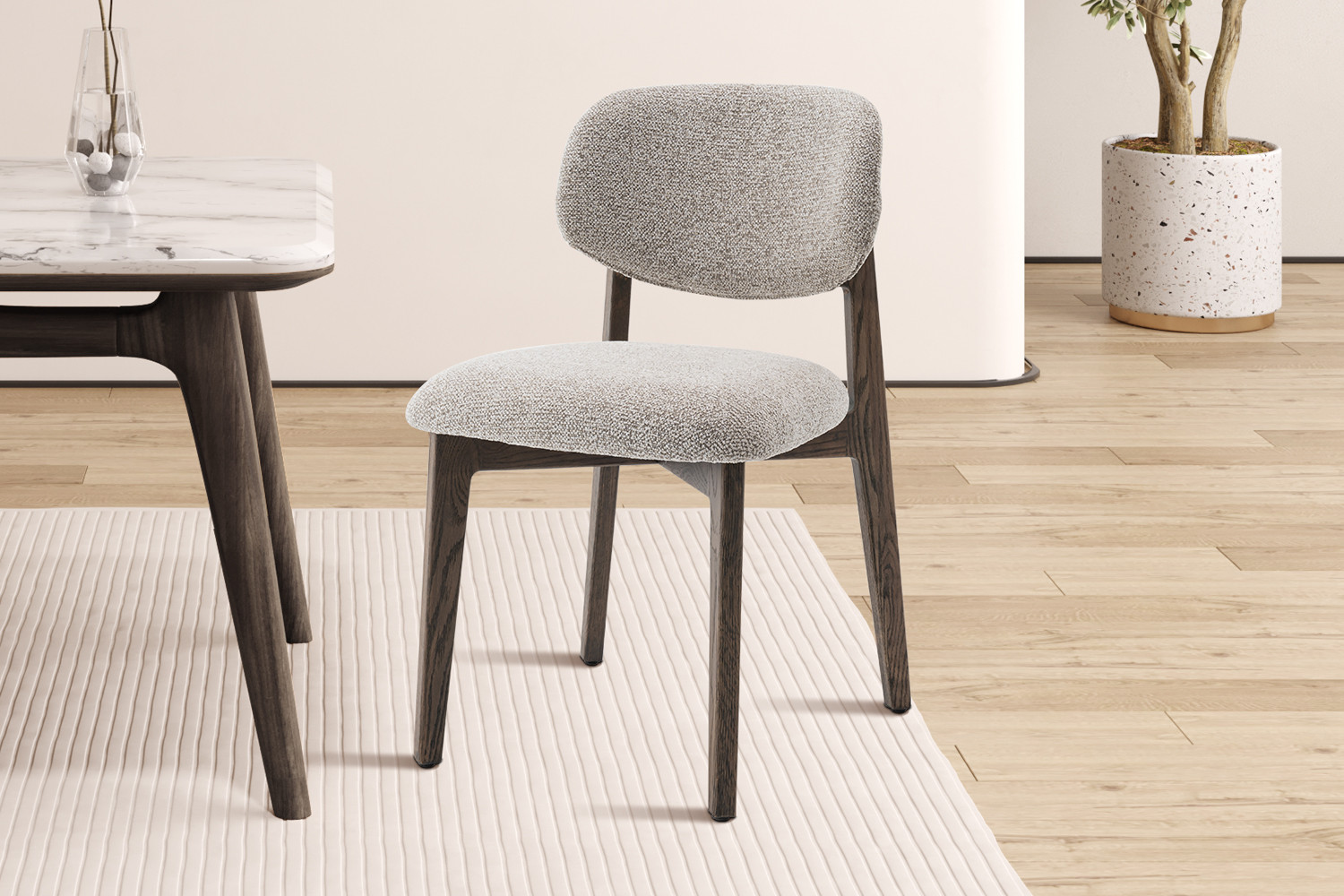 Image 2 for NEW - Stoel Carmen Gerookte Massieve Eik Stof Ote Milan 130 Zand